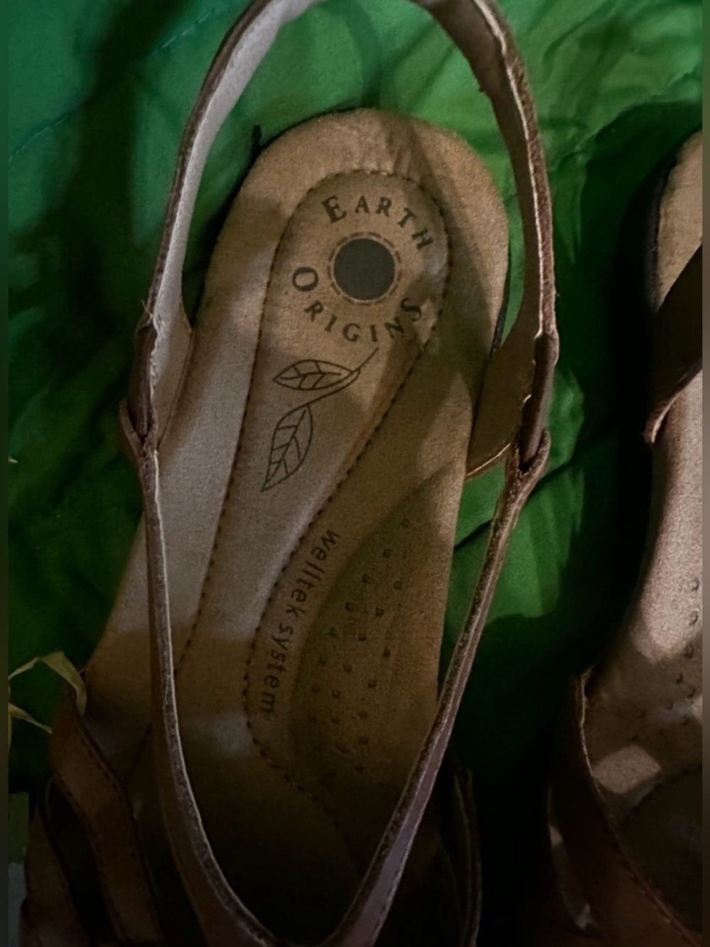 #S Earth Origins Tan Brown Woven Slingback Sandals Sz 9 - Picture 4 of 6